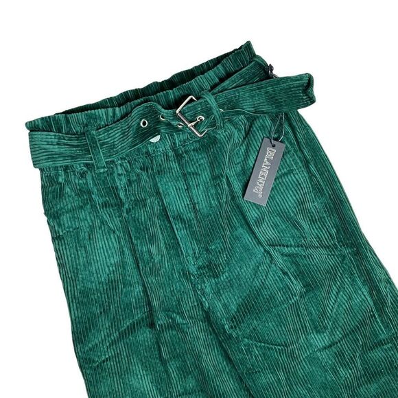 Blank NYC Pants Women’s 25 Green Good to Go Corduroy Straight High Waisted Belt - Picture 9 of 11